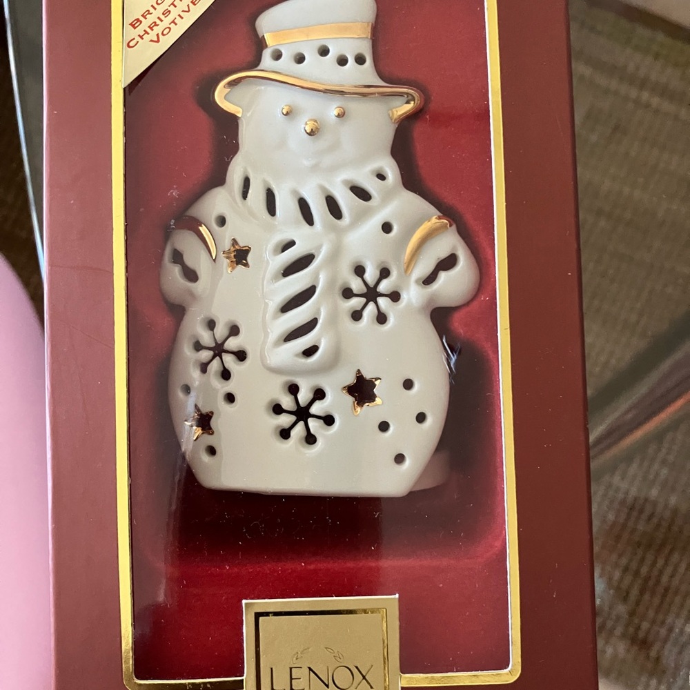 Lenox Ivory and Gold Snowman Ornament